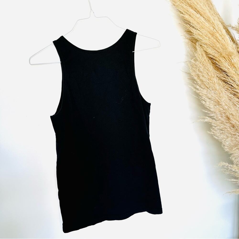 UNISEX Black White Tuxedo Screen Print Crew Neck Sleeveless Tank Top Shirt S M - Picture 4 of 6